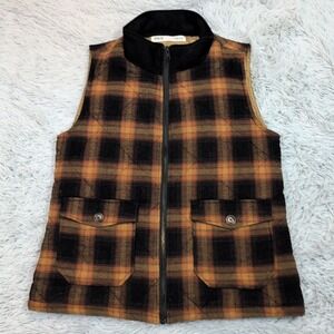 BKE Vest Womens M Brown Plaid Zip Up Gorpcore Soft Comfort Casual Pockets
